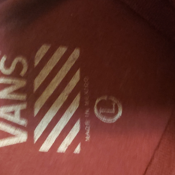 Vans Maroon Fitted Tee with Tan Logo Writing. - Picture 3 of 5